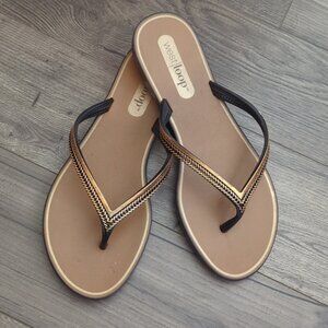 Sandals by West Loop Flip Flop  w/, Bronze Color Strap Made in Brazil